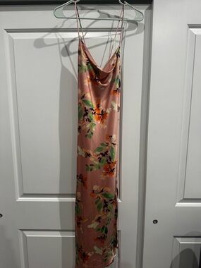 Astr the label Blush Pink Floral Slip Dress with Cowl Neck L